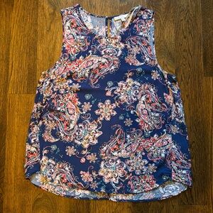Pale Sky sleeveless layering tank shell EUC pink paisley floral